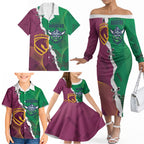 Broncos and Raiders Rugby Custom Family Matching Off The Shoulder Long Sleeve Dress and Hawaiian Shirt Dynamic Version