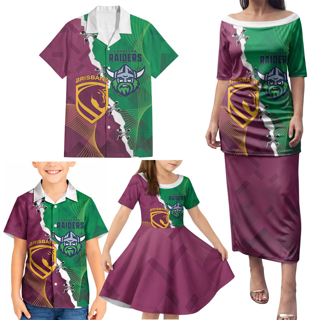 Broncos and Raiders Rugby Custom Family Matching Puletasi and Hawaiian Shirt Dynamic Version
