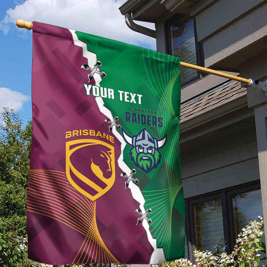 Broncos and Raiders Rugby Custom Garden Flag Dynamic Version