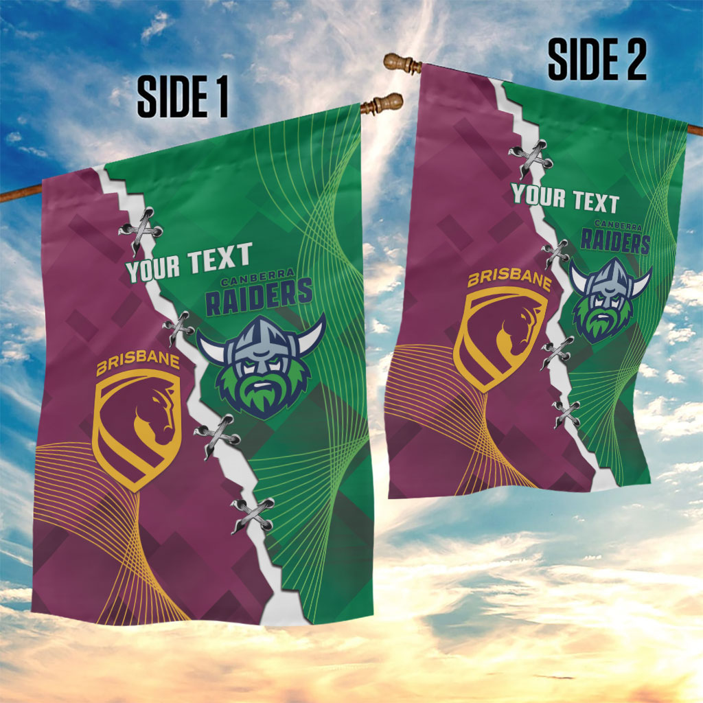 Broncos and Raiders Rugby Custom Garden Flag Dynamic Version