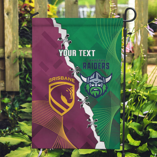 Broncos and Raiders Rugby Custom Garden Flag Dynamic Version