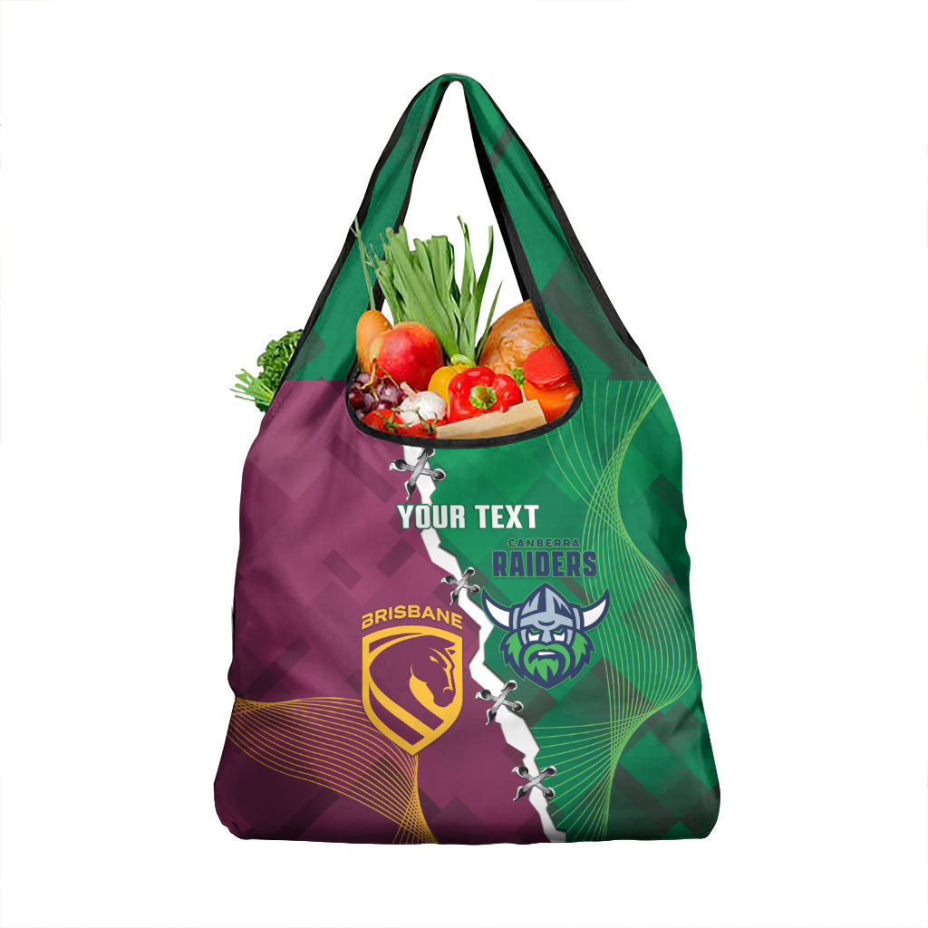 Broncos and Raiders Rugby Custom Grocery Bag Dynamic Version