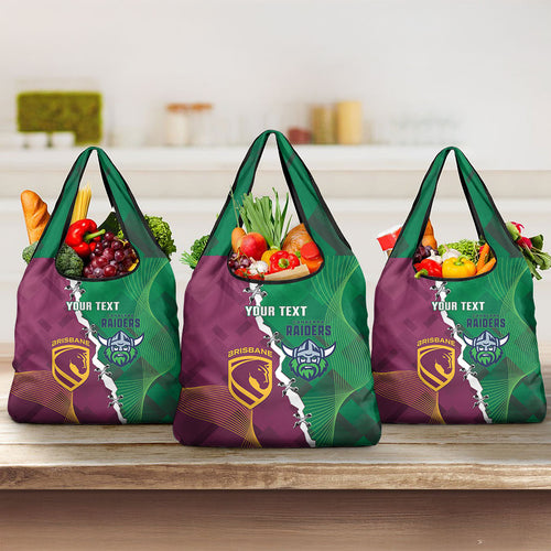 Broncos and Raiders Rugby Custom Grocery Bag Dynamic Version
