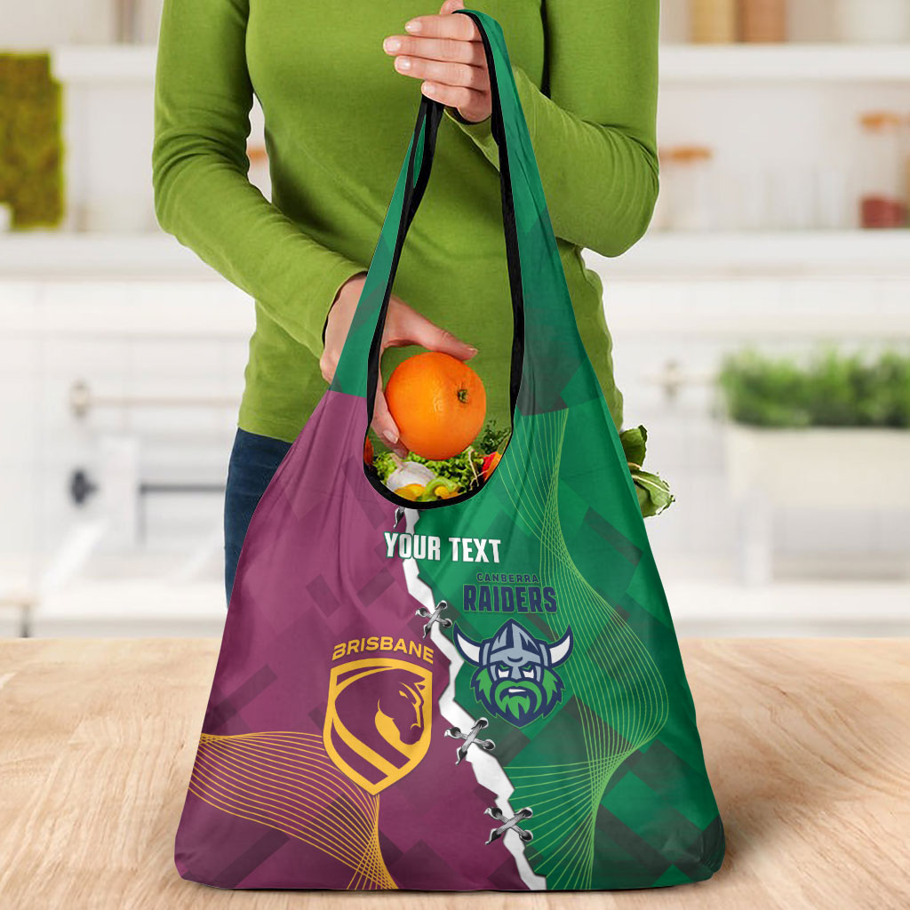 Broncos and Raiders Rugby Custom Grocery Bag Dynamic Version