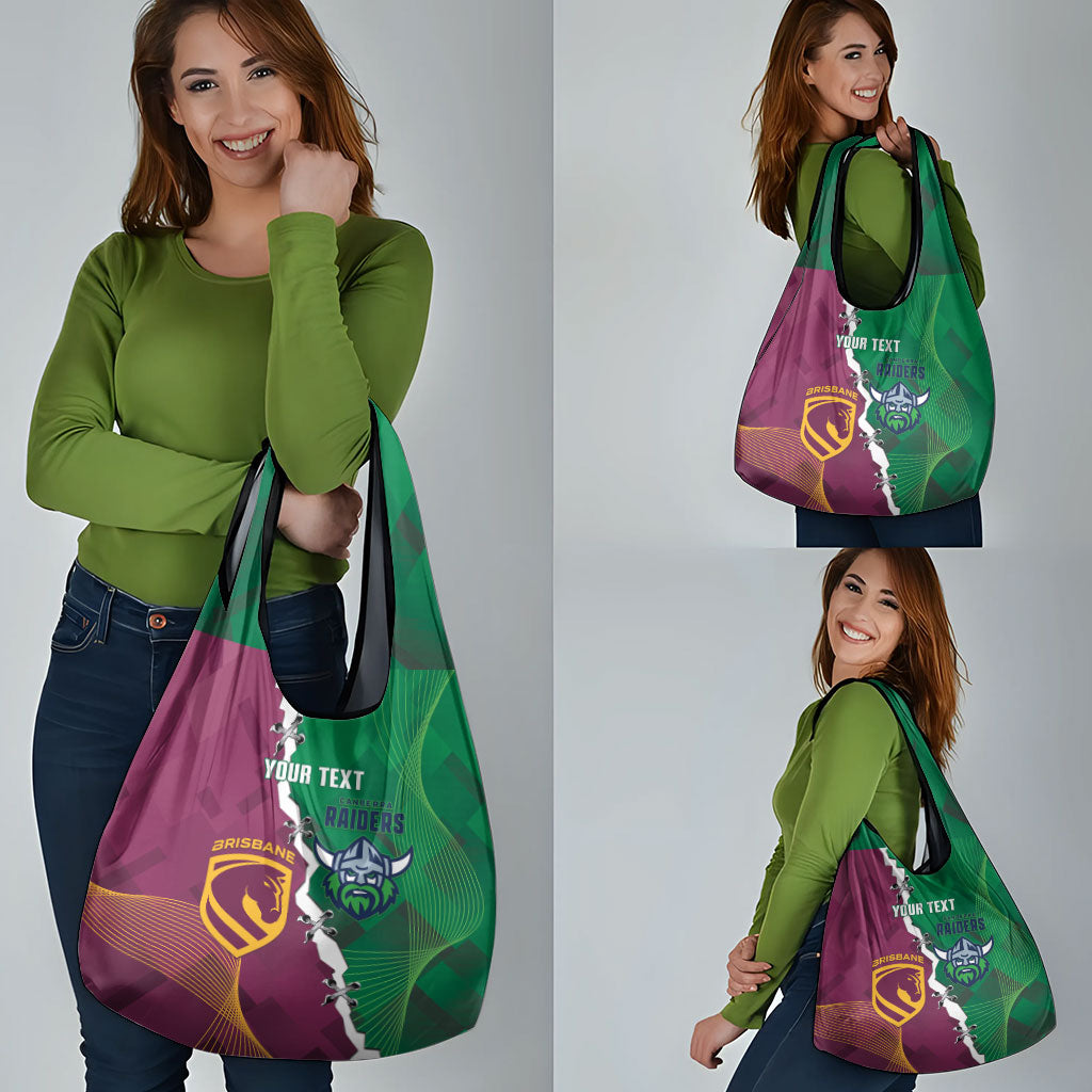 Broncos and Raiders Rugby Custom Grocery Bag Dynamic Version
