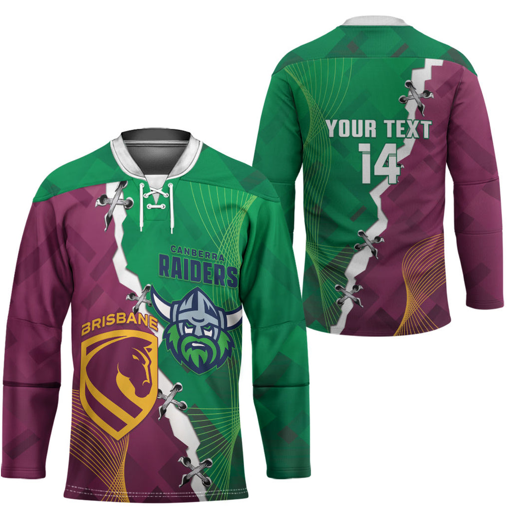 Broncos and Raiders Rugby Custom Hockey Jersey Dynamic Version