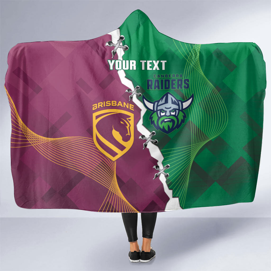 Broncos and Raiders Rugby Custom Hooded Blanket Dynamic Version