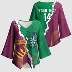 Broncos and Raiders Rugby Custom Kimono Sleeve Blouse Dynamic Version
