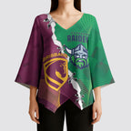 Broncos and Raiders Rugby Custom Kimono Sleeve Blouse Dynamic Version