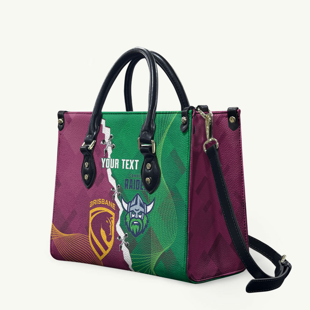 Broncos and Raiders Rugby Custom Leather Bag Dynamic Version