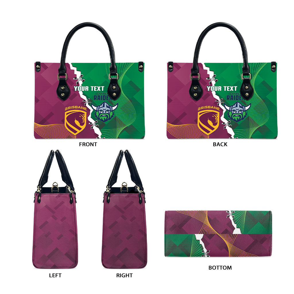 Broncos and Raiders Rugby Custom Leather Bag Dynamic Version