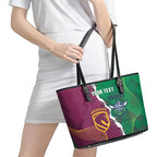 Broncos and Raiders Rugby Custom Leather Tote Bag Dynamic Version