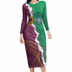 Broncos and Raiders Rugby Custom Long Sleeve Bodycon Dress Dynamic Version
