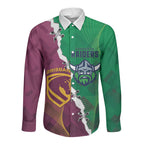 Broncos and Raiders Rugby Custom Long Sleeve Button Shirt Dynamic Version