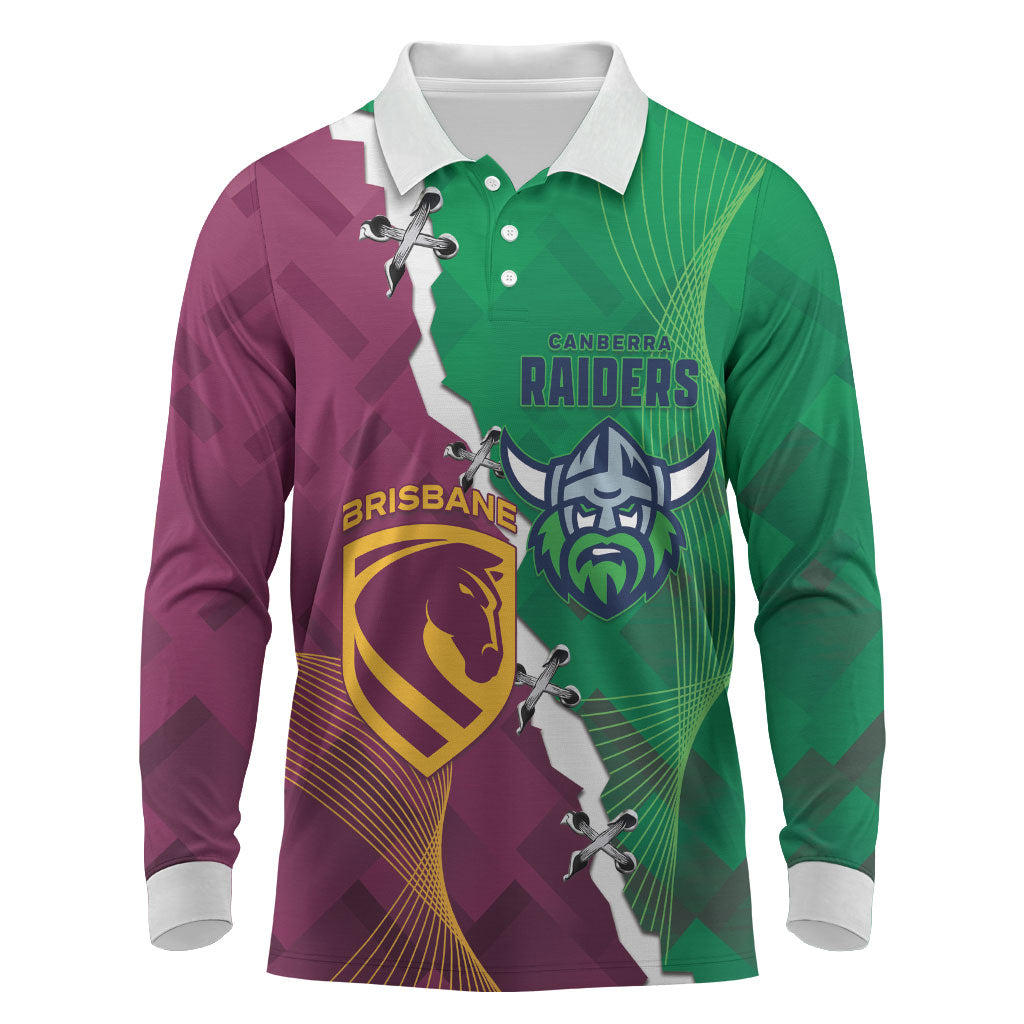 Broncos and Raiders Rugby Custom Long Sleeve Polo Shirt Dynamic Version