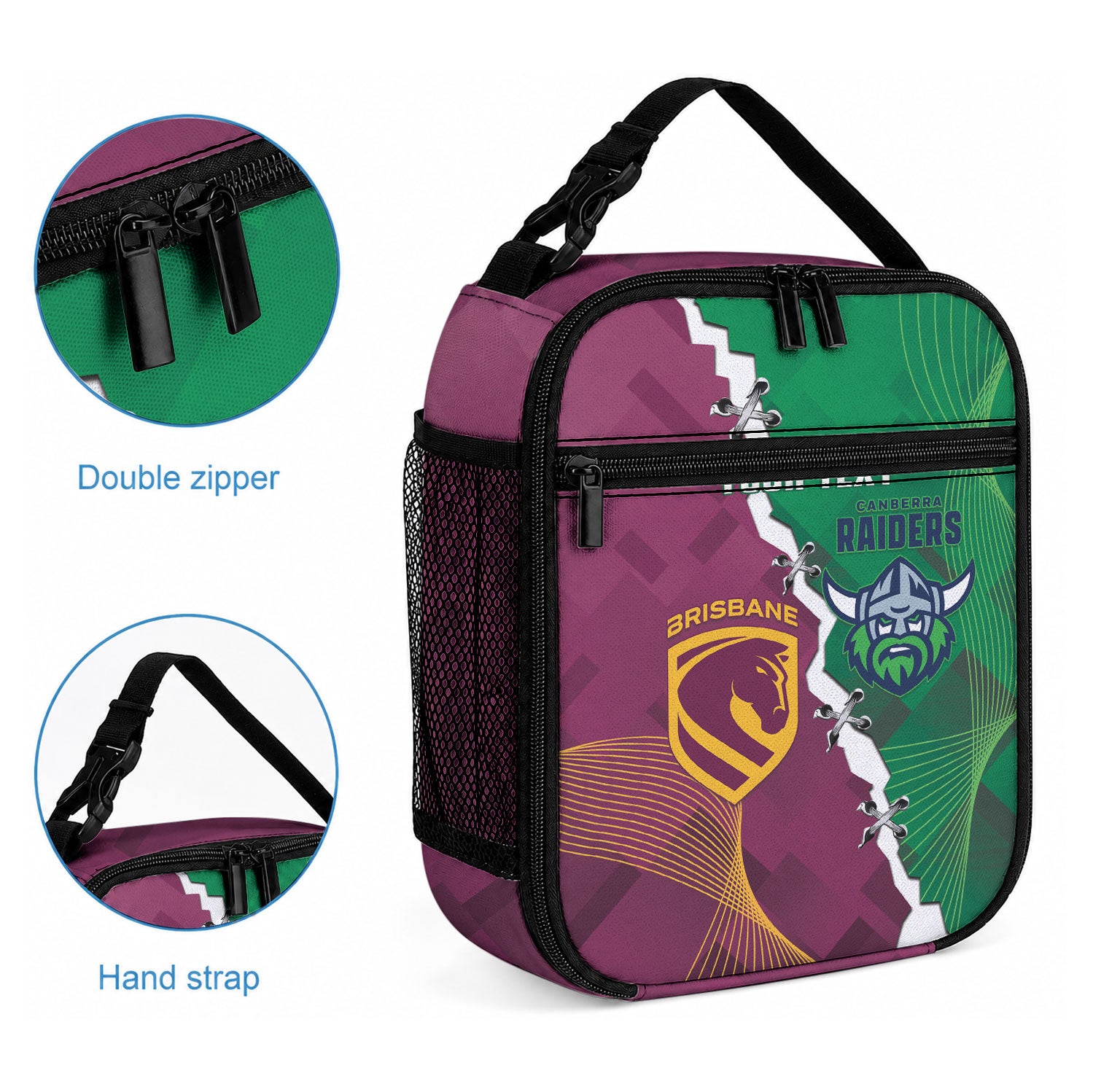 Broncos and Raiders Rugby Custom Lunch Bag Dynamic Version