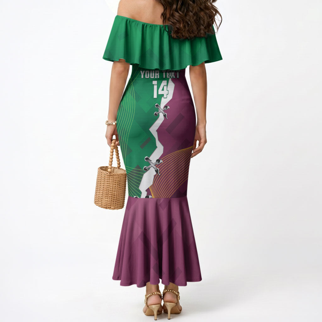 Broncos and Raiders Rugby Custom Mermaid Dress Dynamic Version