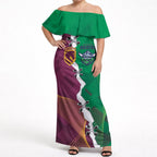 Broncos and Raiders Rugby Custom Off Shoulder Maxi Dress Dynamic Version