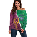 Broncos and Raiders Rugby Custom Off Shoulder Sweater Dynamic Version