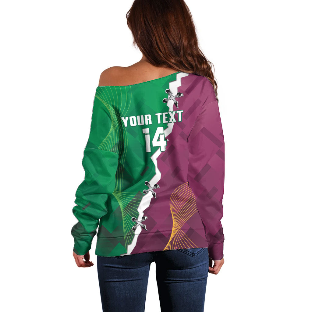 Broncos and Raiders Rugby Custom Off Shoulder Sweater Dynamic Version