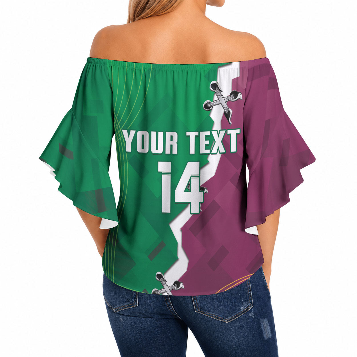 Broncos and Raiders Rugby Custom Off Shoulder Wrap Waist Top Dynamic Version