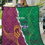 Broncos and Raiders Rugby Custom Quilt Dynamic Version