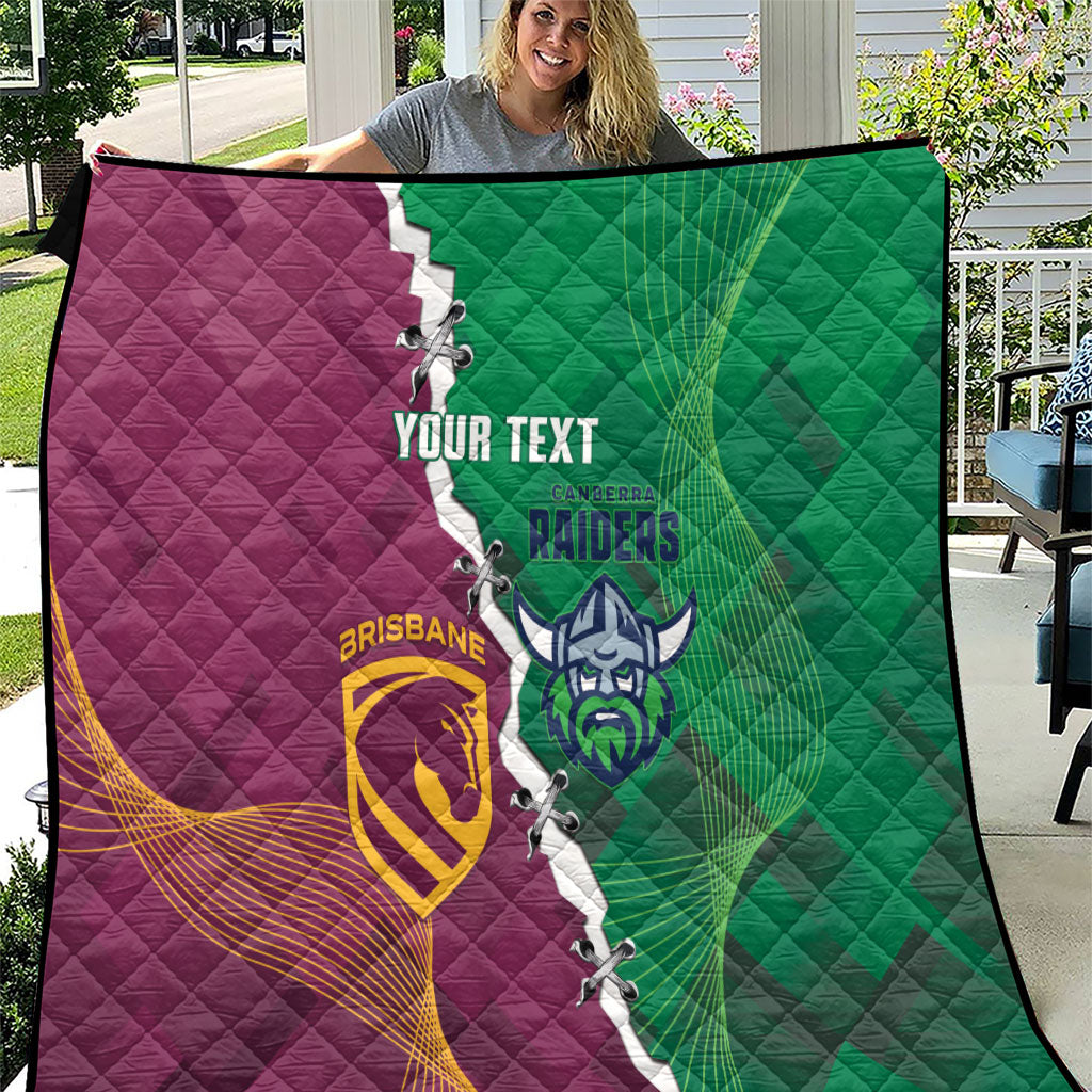 Broncos and Raiders Rugby Custom Quilt Dynamic Version