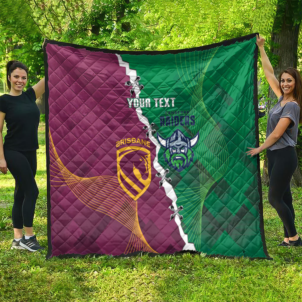 Broncos and Raiders Rugby Custom Quilt Dynamic Version