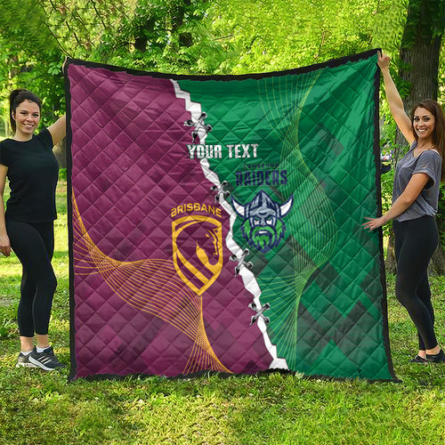 Broncos and Raiders Rugby Custom Quilt Dynamic Version