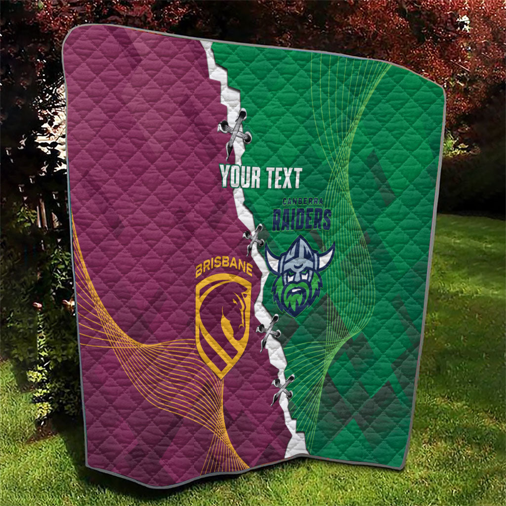 Broncos and Raiders Rugby Custom Quilt Dynamic Version