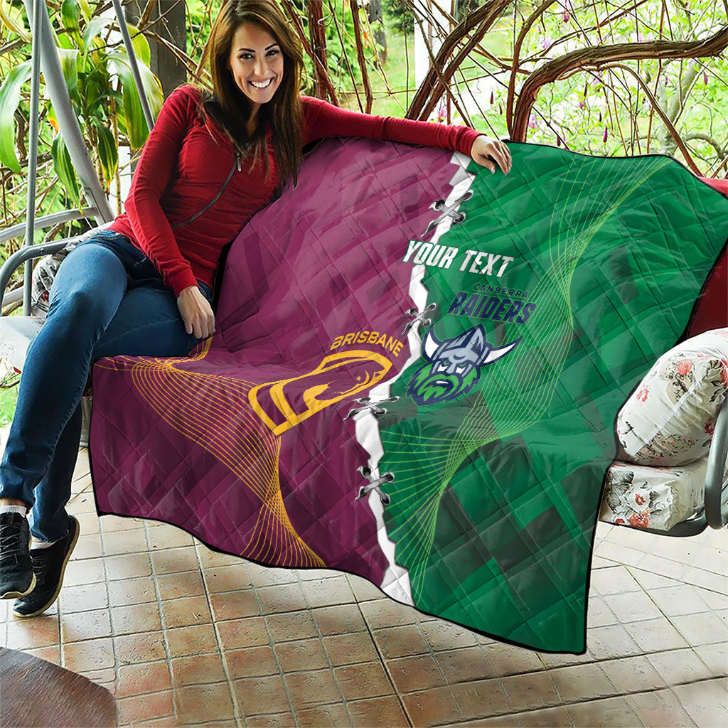 Broncos and Raiders Rugby Custom Quilt Dynamic Version