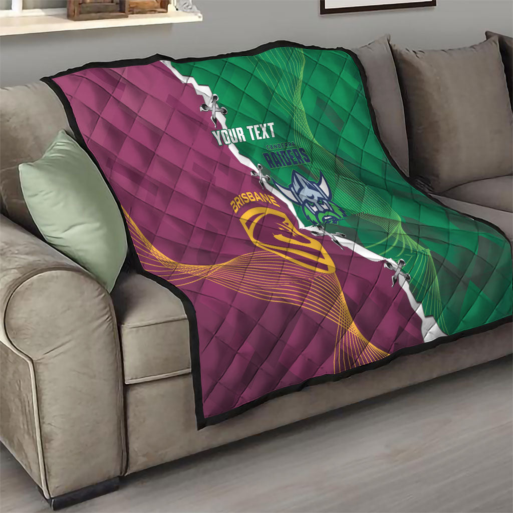 Broncos and Raiders Rugby Custom Quilt Dynamic Version