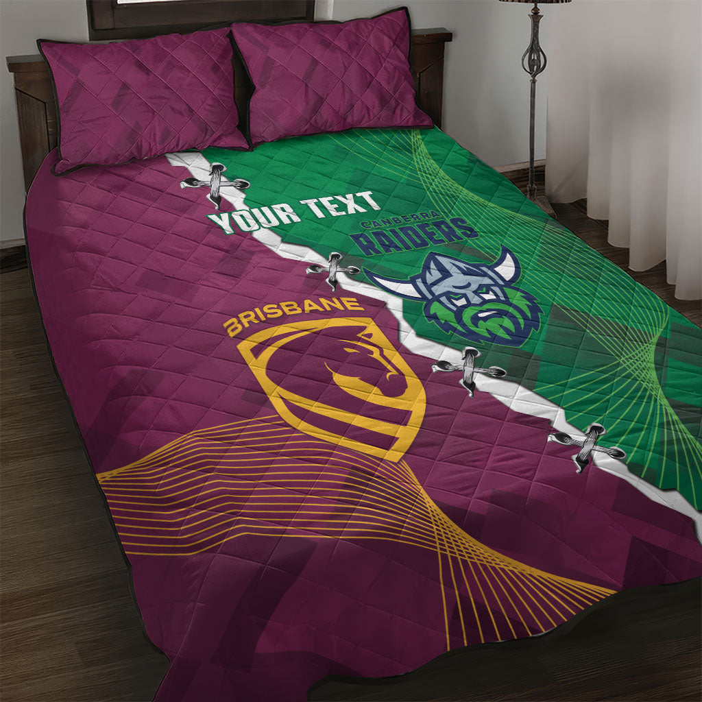 Broncos and Raiders Rugby Custom Quilt Bed Set Dynamic Version