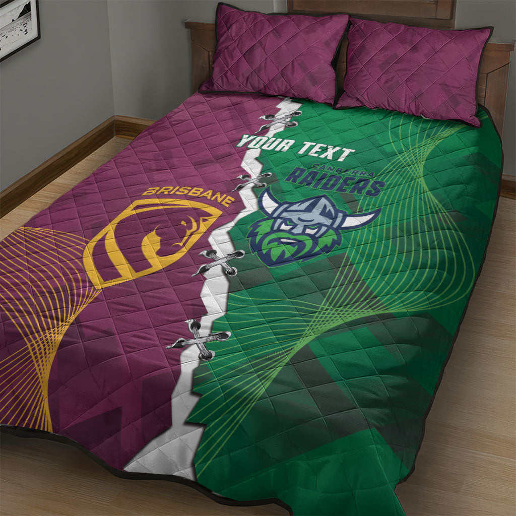Broncos and Raiders Rugby Custom Quilt Bed Set Dynamic Version
