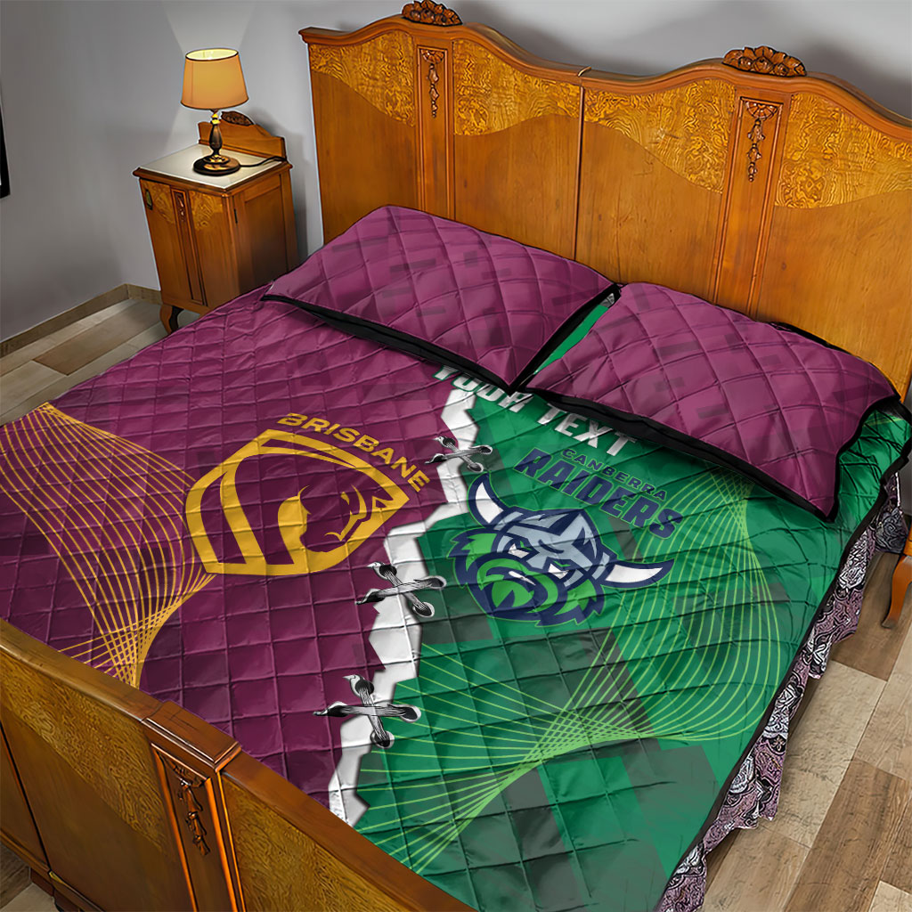 Broncos and Raiders Rugby Custom Quilt Bed Set Dynamic Version
