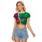 Broncos and Raiders Rugby Custom Raglan Cropped T Shirt Dynamic Version
