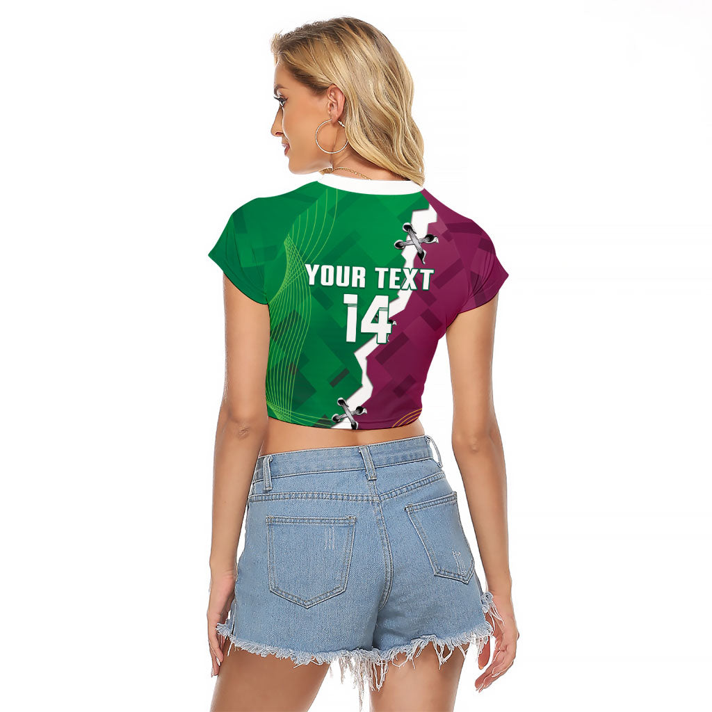 Broncos and Raiders Rugby Custom Raglan Cropped T Shirt Dynamic Version