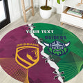 Broncos and Raiders Rugby Custom Round Carpet Dynamic Version