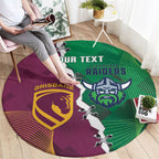 Broncos and Raiders Rugby Custom Round Carpet Dynamic Version