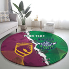 Broncos and Raiders Rugby Custom Round Carpet Dynamic Version