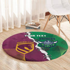 Broncos and Raiders Rugby Custom Round Carpet Dynamic Version