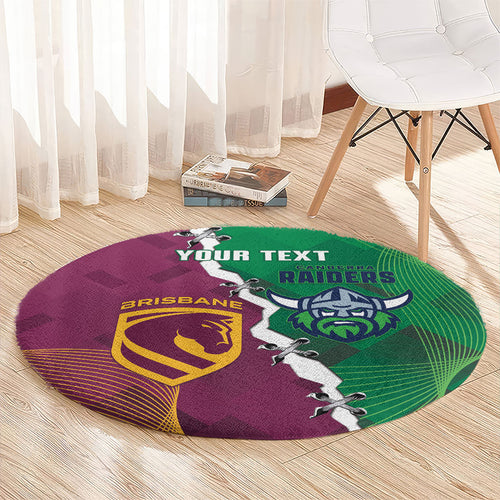 Broncos and Raiders Rugby Custom Round Carpet Dynamic Version