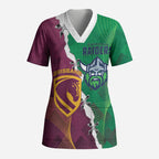 Broncos and Raiders Rugby Custom Scrub Top Dynamic Version