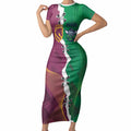 Broncos and Raiders Rugby Custom Short Sleeve Bodycon Dress Dynamic Version