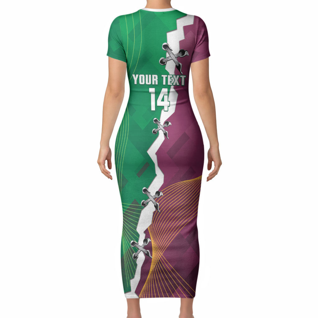 Broncos and Raiders Rugby Custom Short Sleeve Bodycon Dress Dynamic Version