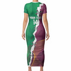 Broncos and Raiders Rugby Custom Short Sleeve Bodycon Dress Dynamic Version
