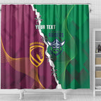 Broncos and Raiders Rugby Custom Shower Curtain Dynamic Version