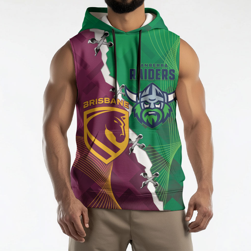 Broncos and Raiders Rugby Custom Sleeveless Hoodie Dynamic Version