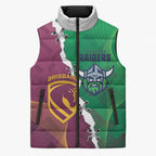 Broncos and Raiders Rugby Custom Sleeveless Puffer Jacket Dynamic Version