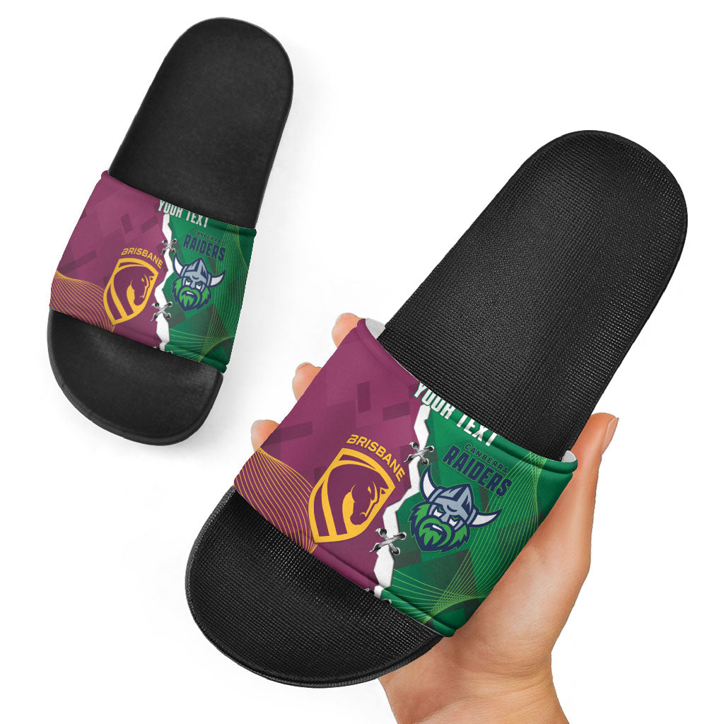 Broncos and Raiders Rugby Custom Slide Sandals Dynamic Version